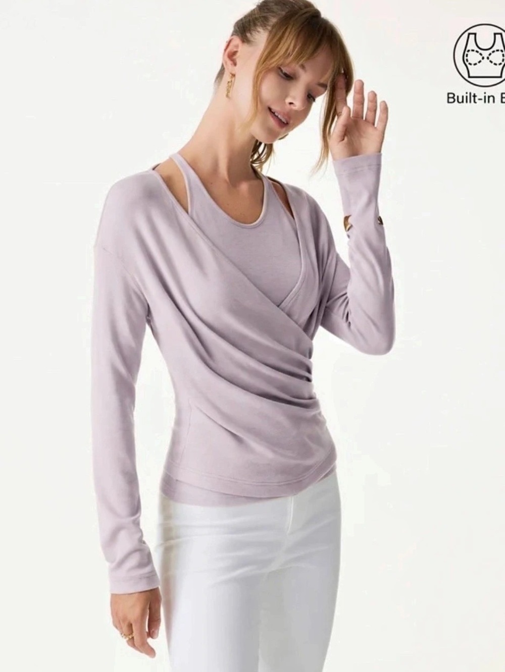 OGL NWT LiteWarm Two-Piece Set Cami with Surplice Ruched Built-In Bra Top Bra To
